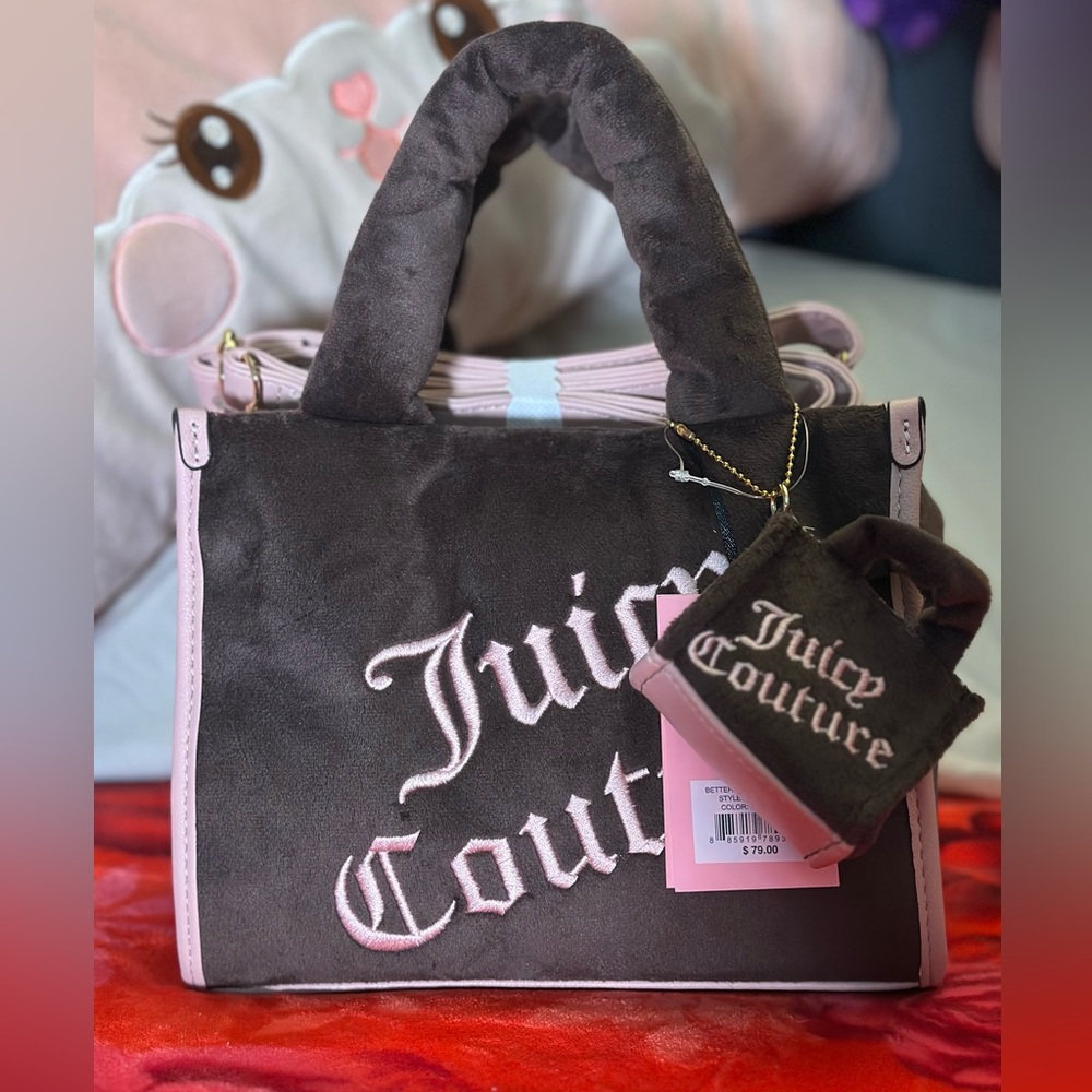JUICY COUTURE BETTER TOGETHER MINI BAG TOTE PURSE CHOCOLATE BROWN PINK NWT